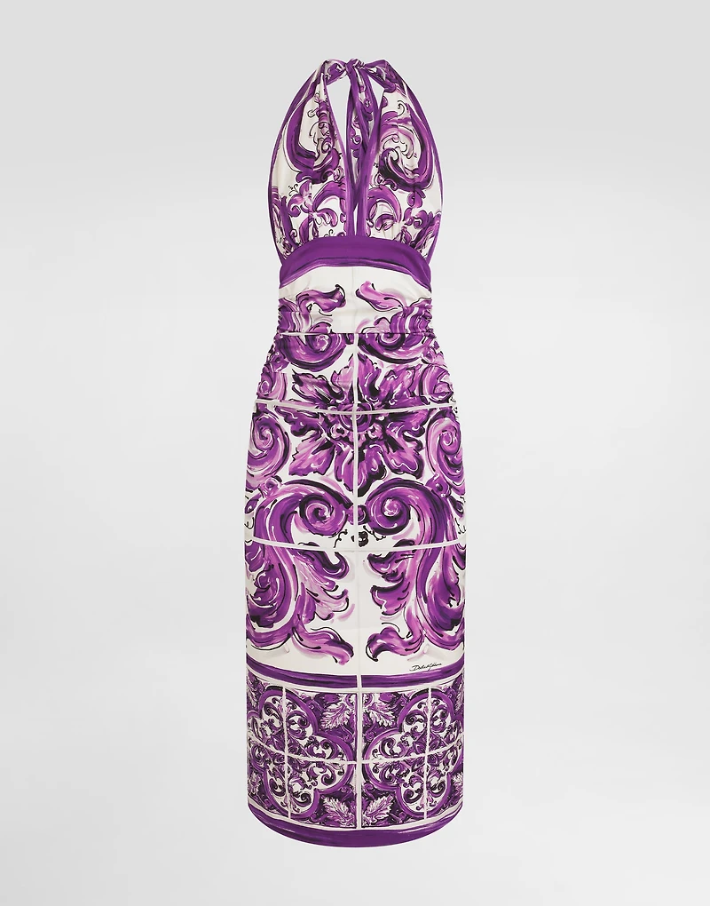 Majolica-print charmeuse dress