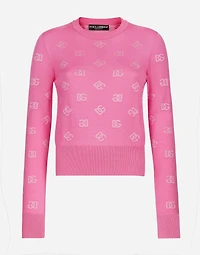 Wool and silk jacquard sweater with tonal DG logo