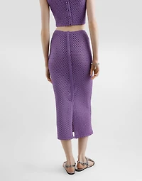 Calf-length crochet skirt