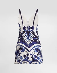 Majolica-print cotton dress