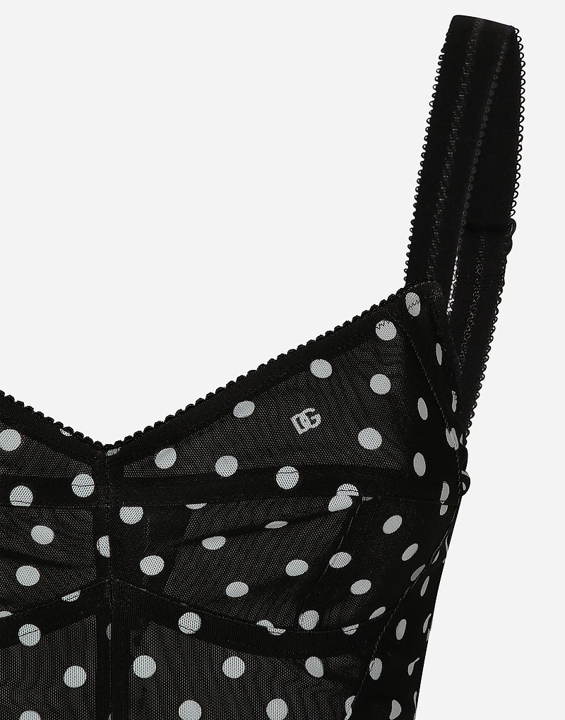 Polka-dot marquisette corset top