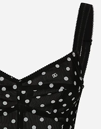 Polka-dot marquisette corset top