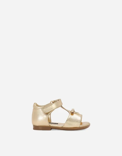 Foiled leather First Steps sandals
