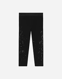 Interlock leggings with fusible rhinestones