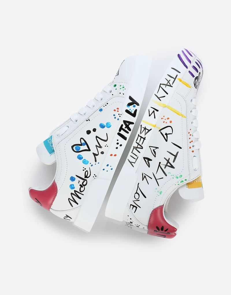 Calfskin Portofino sneakers with lettering
