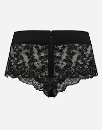 Lace high-waisted panties with satin waistband