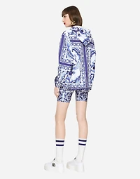 Majolica-print windbreaker with hood