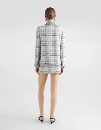 Check lurex raschel tweed miniskirt