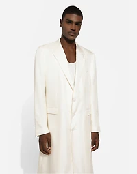 Single-breasted silk twill coat