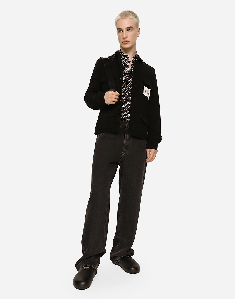 Oversize poplin shirt with DG logo print