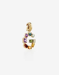Charm Lettering 18-carat yellow gold and multicolored gems