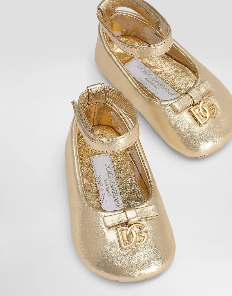 Laminated nappa leather ballet flats with logo