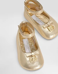 Laminated nappa leather ballet flats with logo
