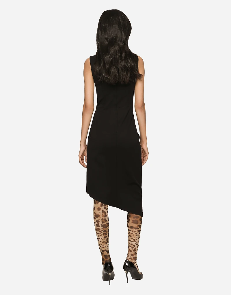 Calf-length dress jersey Milano rib with draping