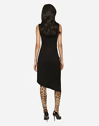 Calf-length dress jersey Milano rib with draping