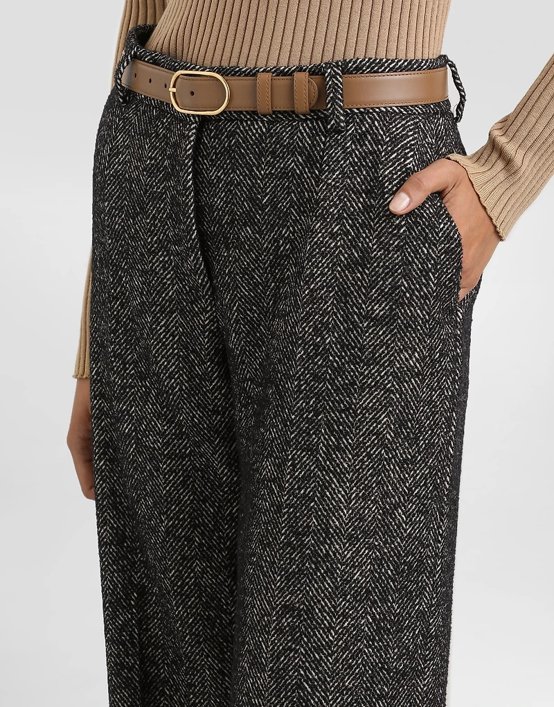 Stretch wool chevron trousers
