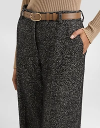 Stretch wool chevron trousers