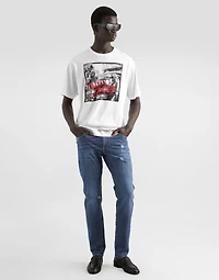 Slim-fit stretch cotton jeans with logo embroidery
