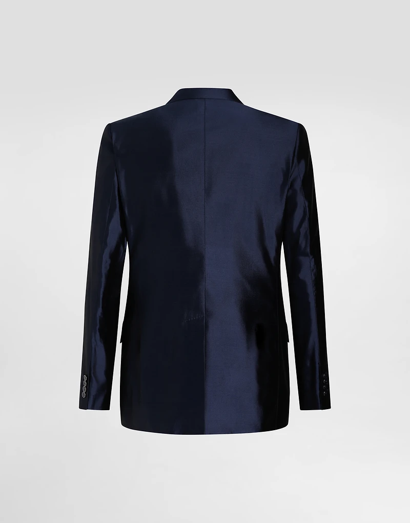 Shantung and mikado silk double-breasted suit
