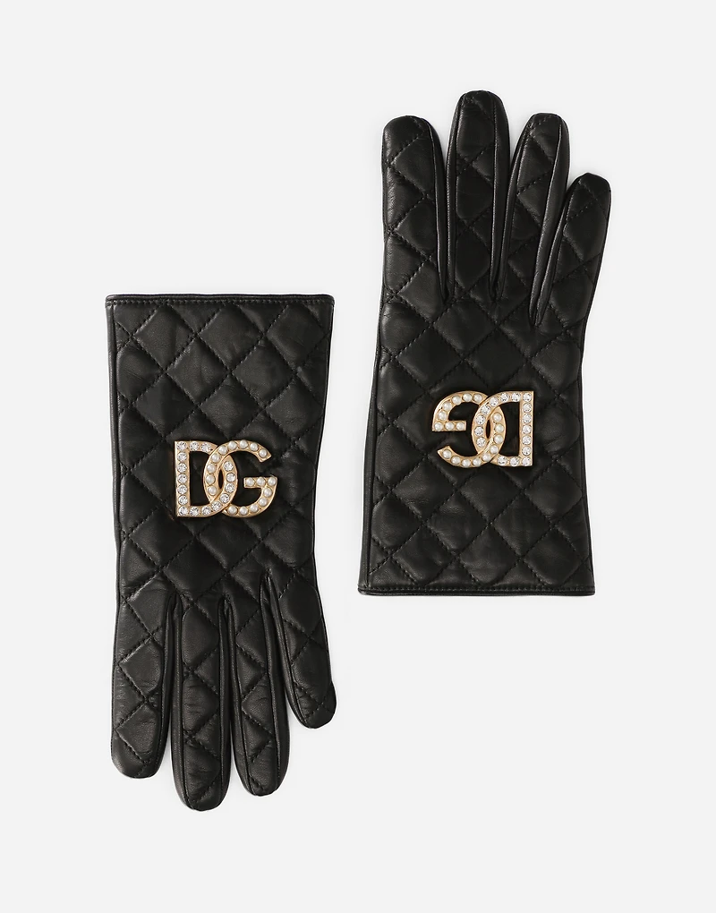 Quilted nappa leather gloves with DG logo