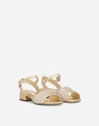 Foiled nappa leather sandals with fusible-rhinestones