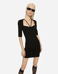 Short jersey dress with 3/4 sleeves