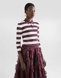 Striped viscose polo-shirt