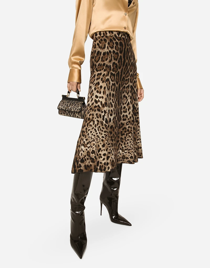 Leopard-print cady circle skirt