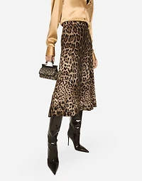Leopard-print cady circle skirt