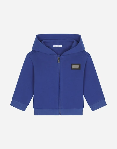 Zip-up hoodie with logo tag