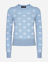 Wool and silk jacquard sweater with tonal DG logo
