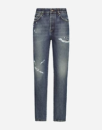 Denim jeans with rips