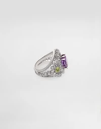 Eleganza Ring 18-carat white gold, amethyst, peridots, and sapphires