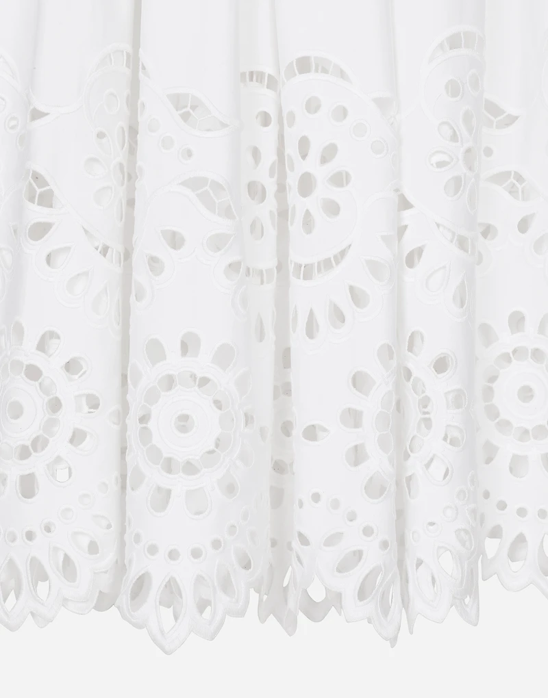 Long cotton circle skirt with cut-out detailing