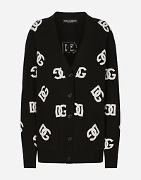 Wool cardigan with DG inlay