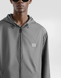 Technical fabric sports jacket with hood