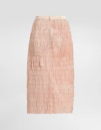 Sequined midi skirt with fringed embellishment