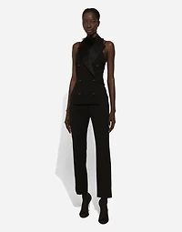 Double-breasted wool gabardine waistcoat