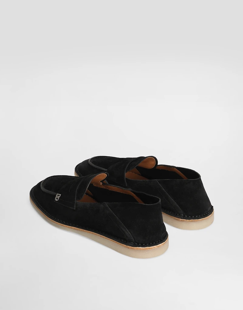 Reversed calfskin slipper