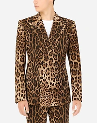 Double-breasted wool Sicilia-fit suit with leopard print