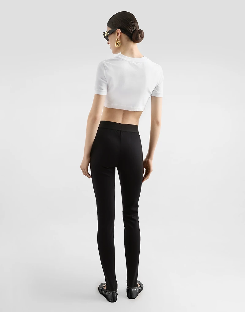 Technical jersey leggings with branded elastic
