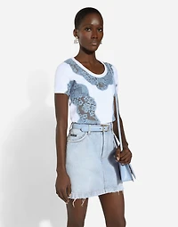 Jersey T-shirt with DG logo and lace inserts