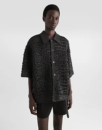 Viscose raffia crochet shirt