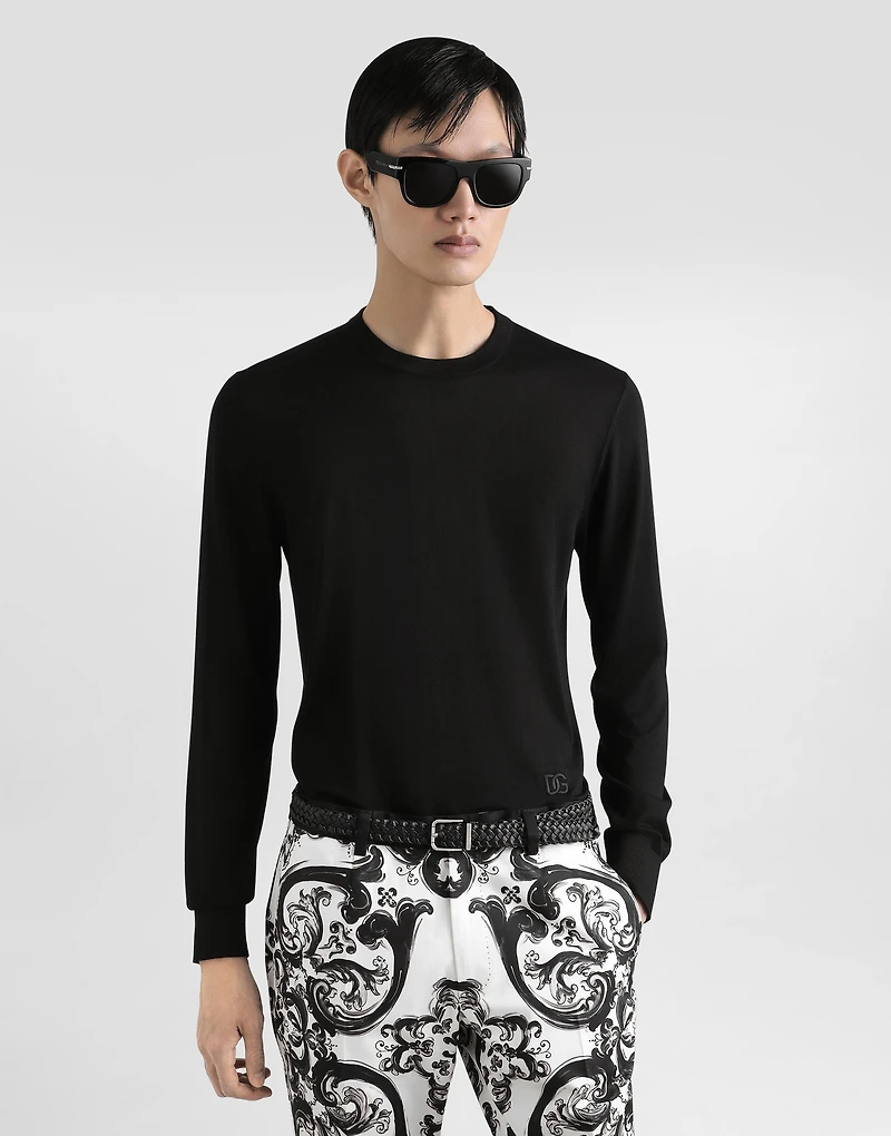 Silk crewneck pullover