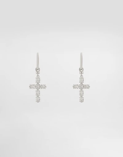 Creole earrings with crystal cross