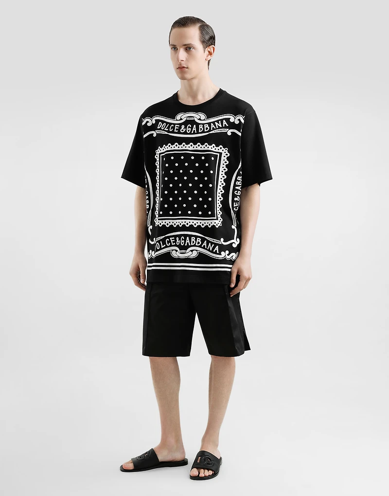 Cotton T-shirt with bandanna print