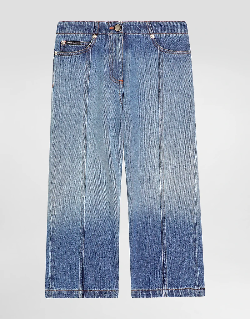 5-pocket denim trousers with logo plaque