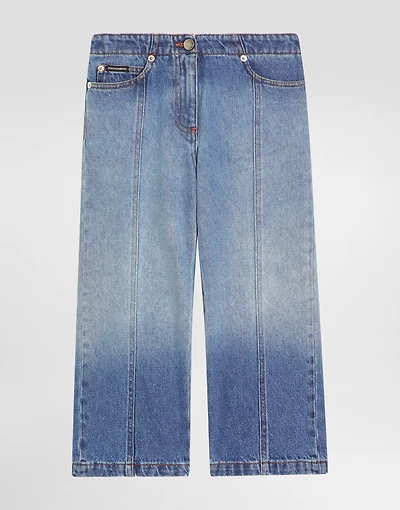 5-pocket denim trousers with logo plaque
