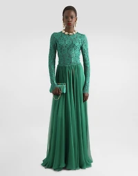 Long chiffon and lace dress