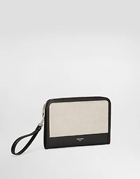 Salt&pepper calfskin atene clutch bag